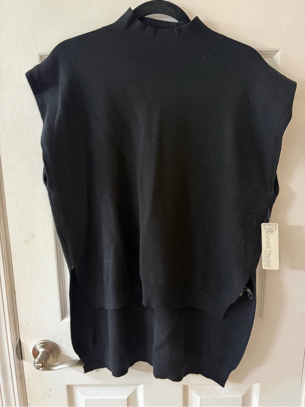 Boutique Brand Sleeveless Black Knit Tunic Mockneck Sweater- NWT